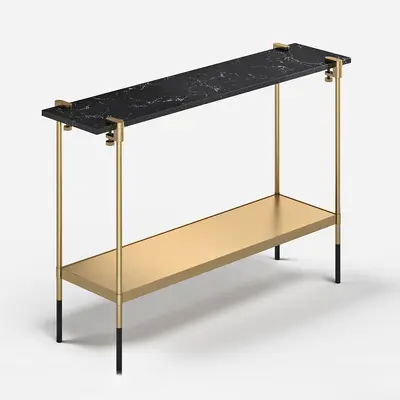 Marble Top Brass Frame Console Table 3d model