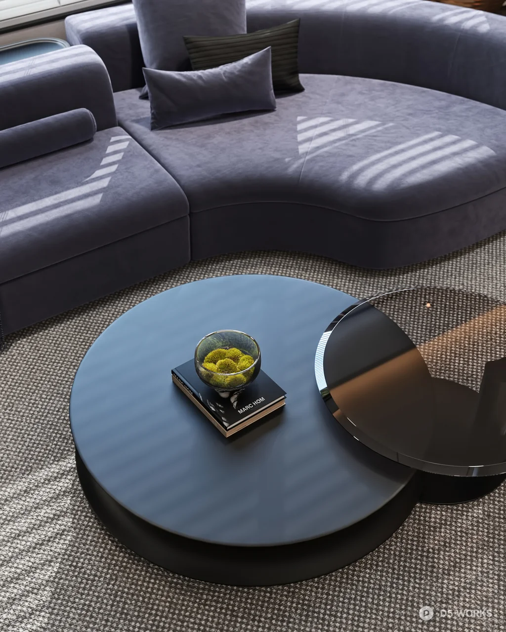 Modern Living Room with Skylight and Minimalist Furniture 3d model thumbnail 5