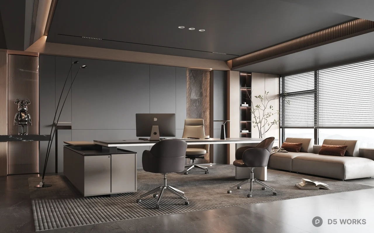 Modern Executive Office With Minimalist Design 3d model - Image 1