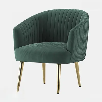 Velvet Channel Tufted Armchair With Brass Legs 3d model