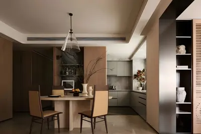 Modern Minimalist Dining Room with Integrated Kitchen 3d model