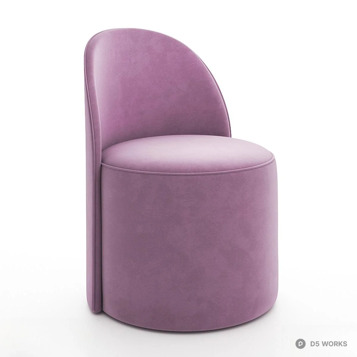 Velvet Round Back Leisure Chair 3d model - Image 1