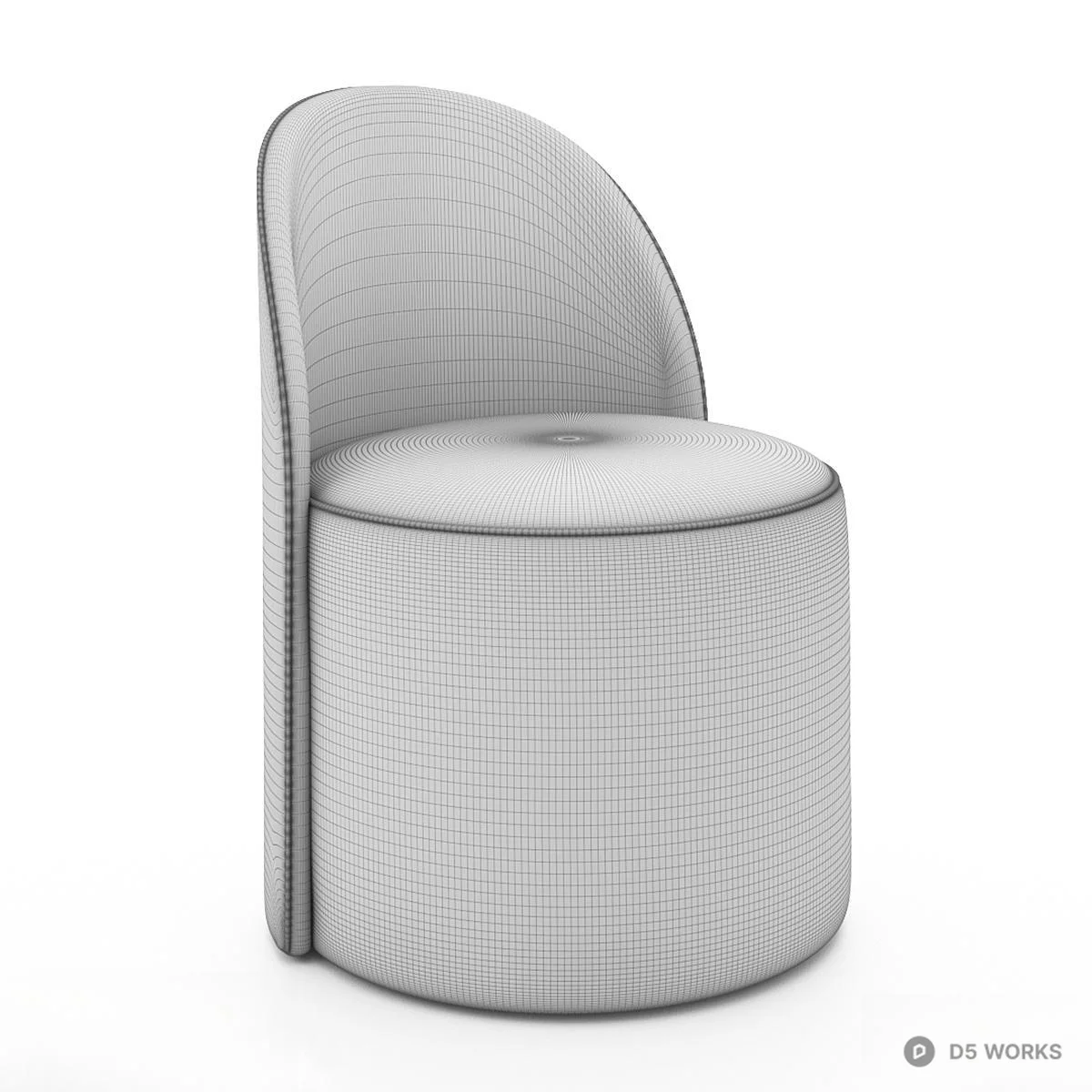 Velvet Round Back Leisure Chair 3d model thumbnail 4