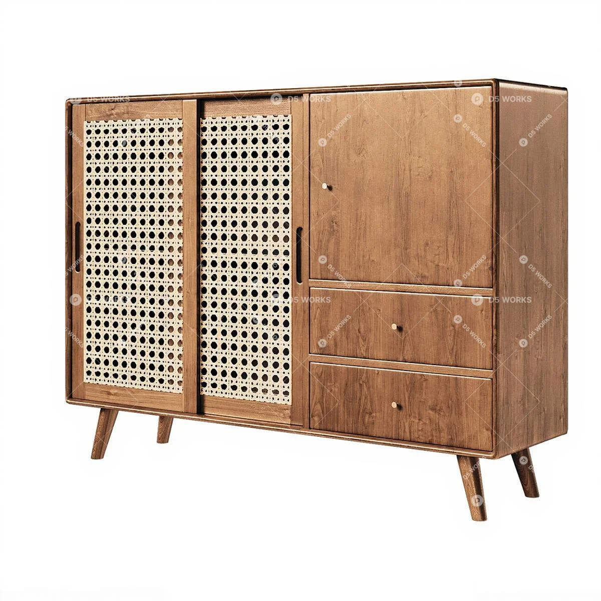 Mid-Century Modern Side Cabinet 3d model thumbnail 3