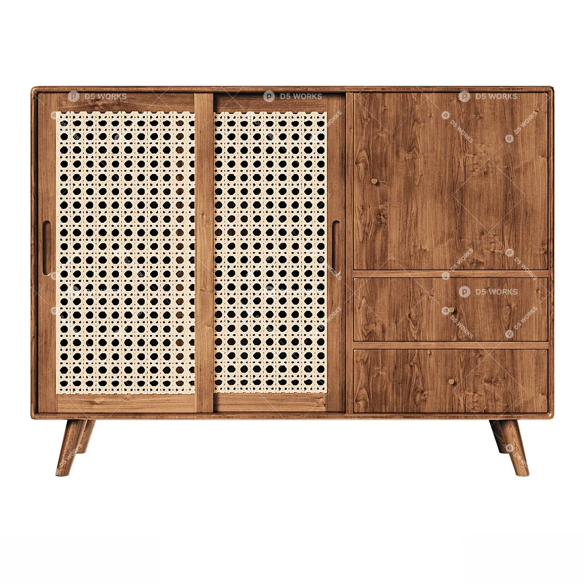 Mid-Century Modern Side Cabinet 3d model thumbnail 2
