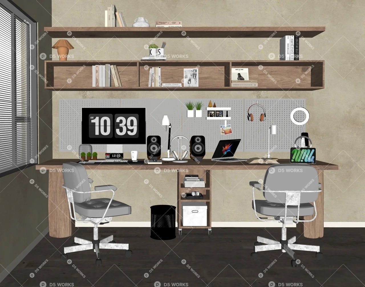 Scandinavian Study Room 3d model thumbnail 2