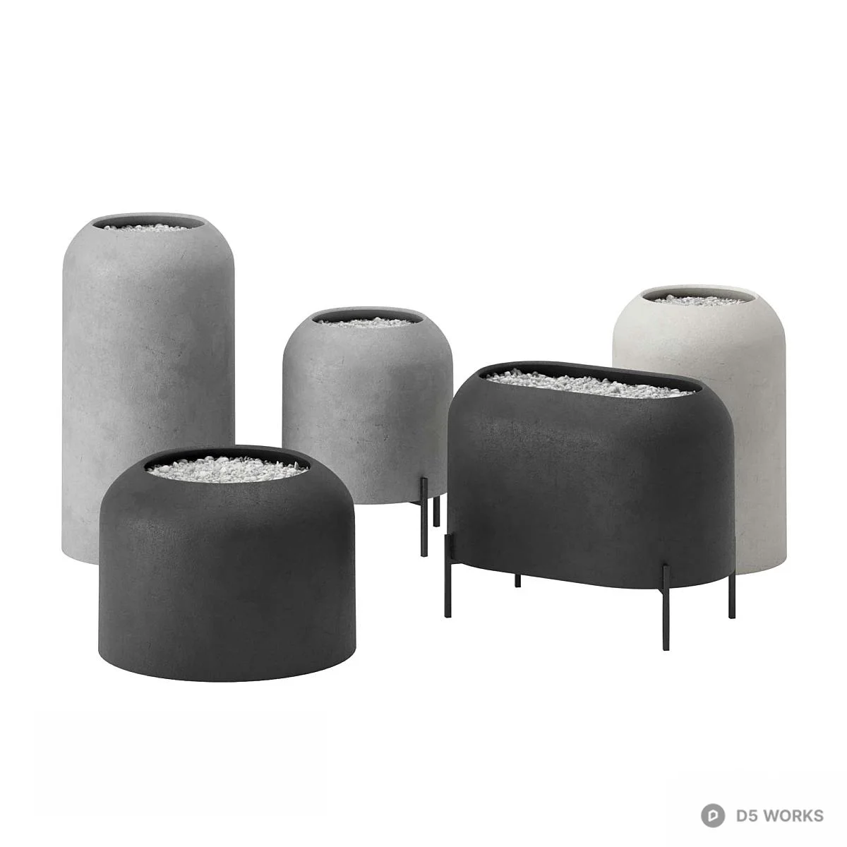 Minimalist Concrete Planter 3d model - Image 1