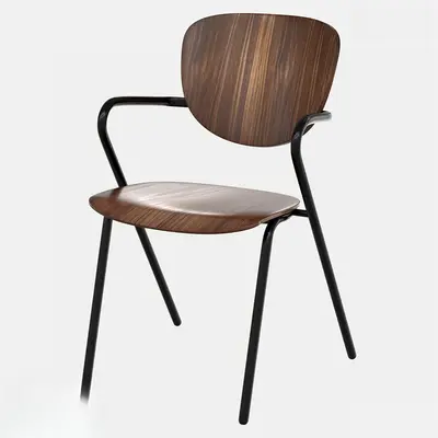 Wooden Backrest Dining Chair 3d model