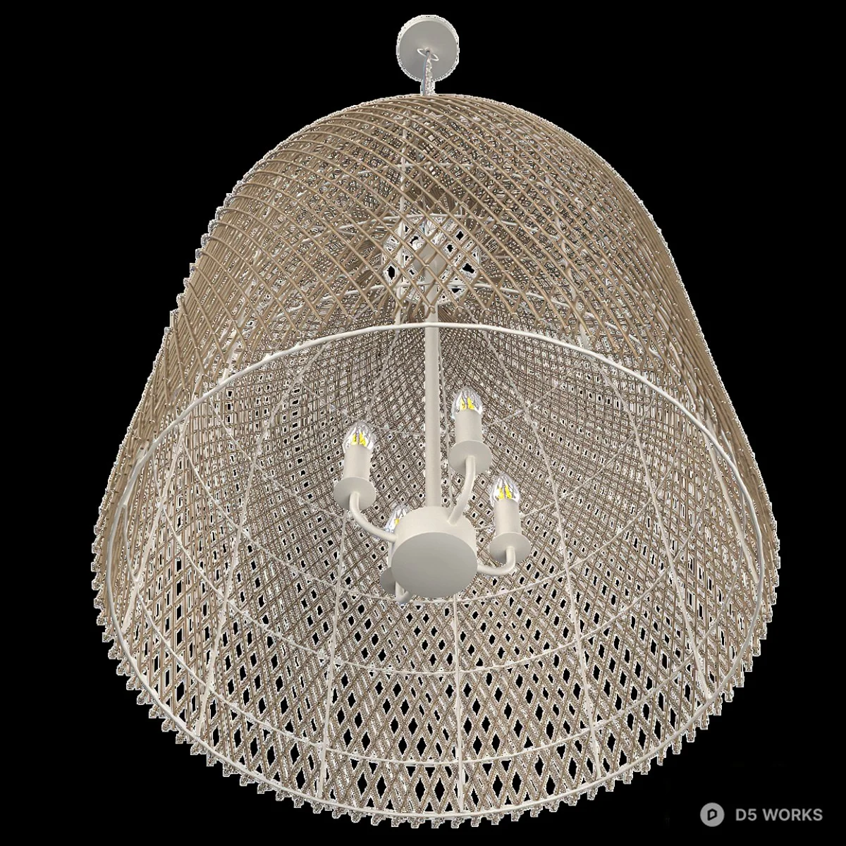 Woven Rattan Cage Pendant Light 3d model thumbnail 2