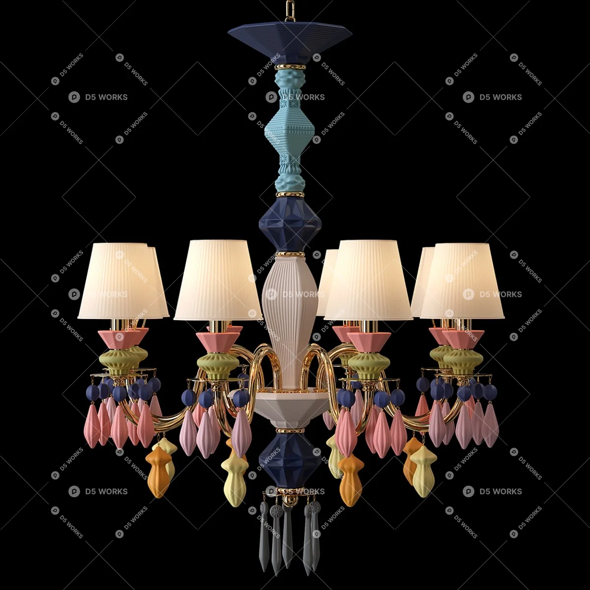 Art Deco Pendant Light 3d model thumbnail 2