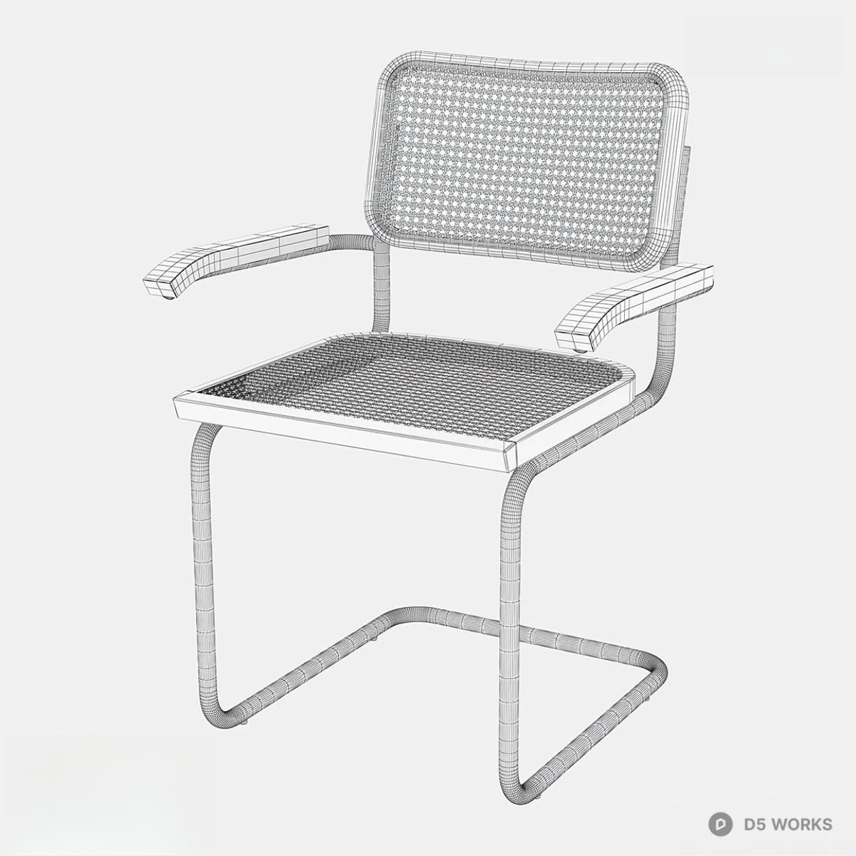 Rattan And Chrome Armchair 3d model thumbnail 2