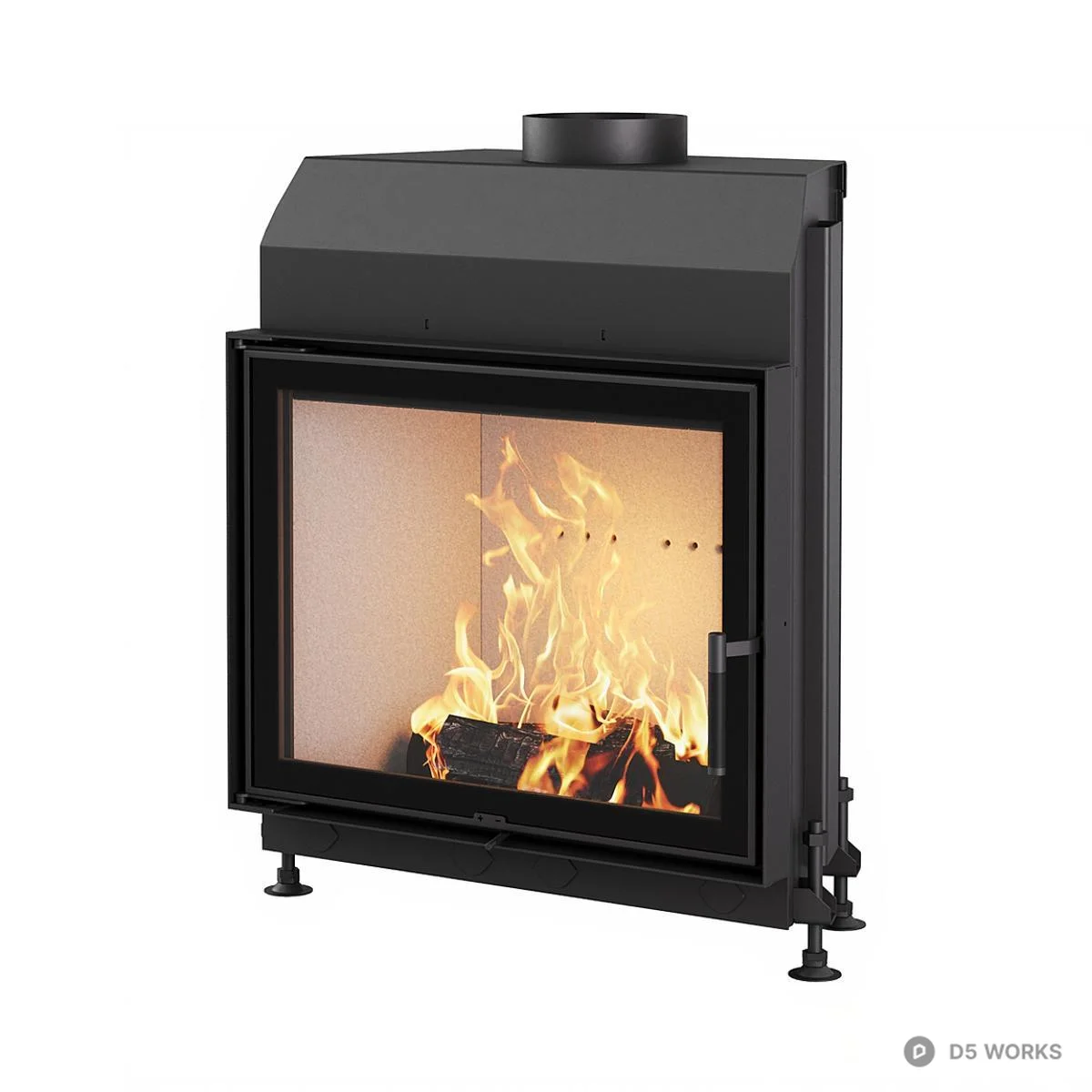 Modern Black Metal Fireplace 3d model - Image 1