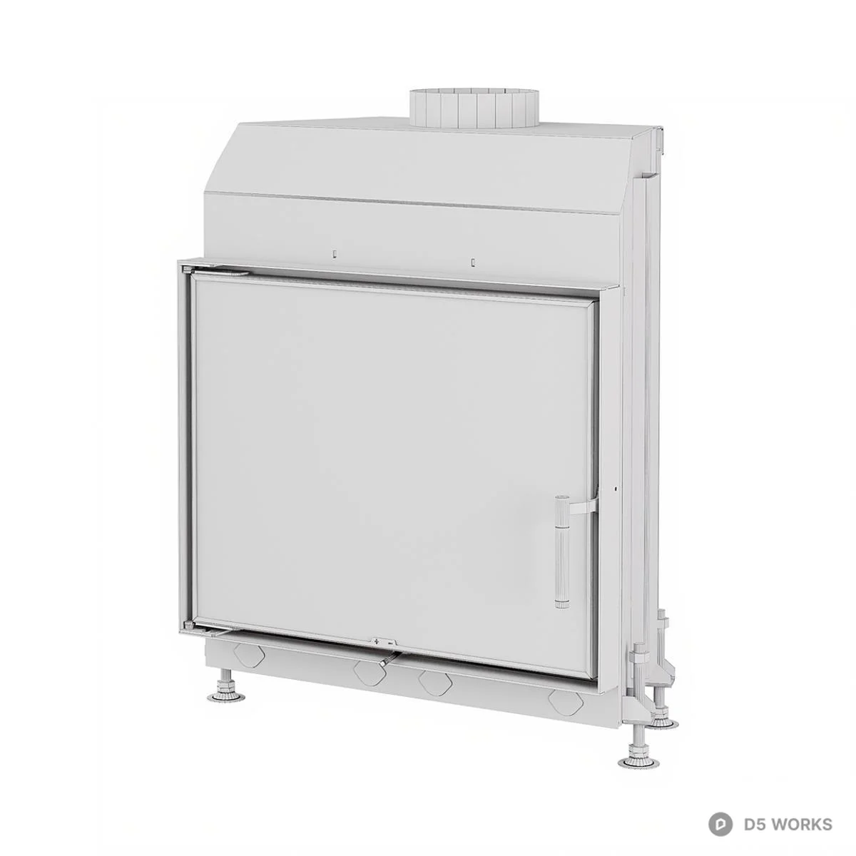 Modern Black Metal Fireplace 3d model thumbnail 3