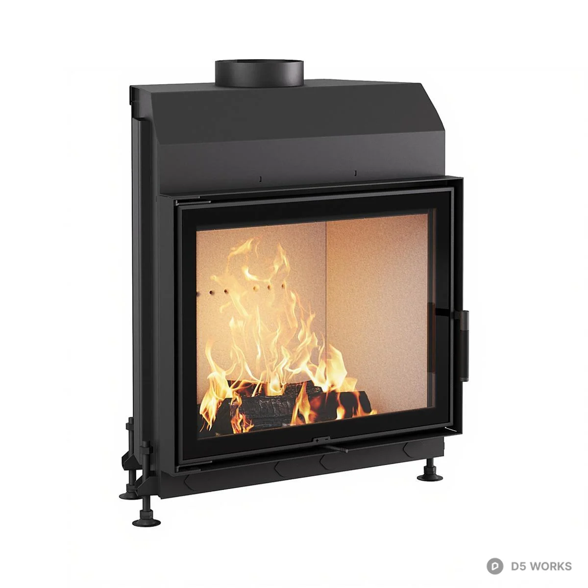 Modern Black Metal Fireplace 3d model thumbnail 2