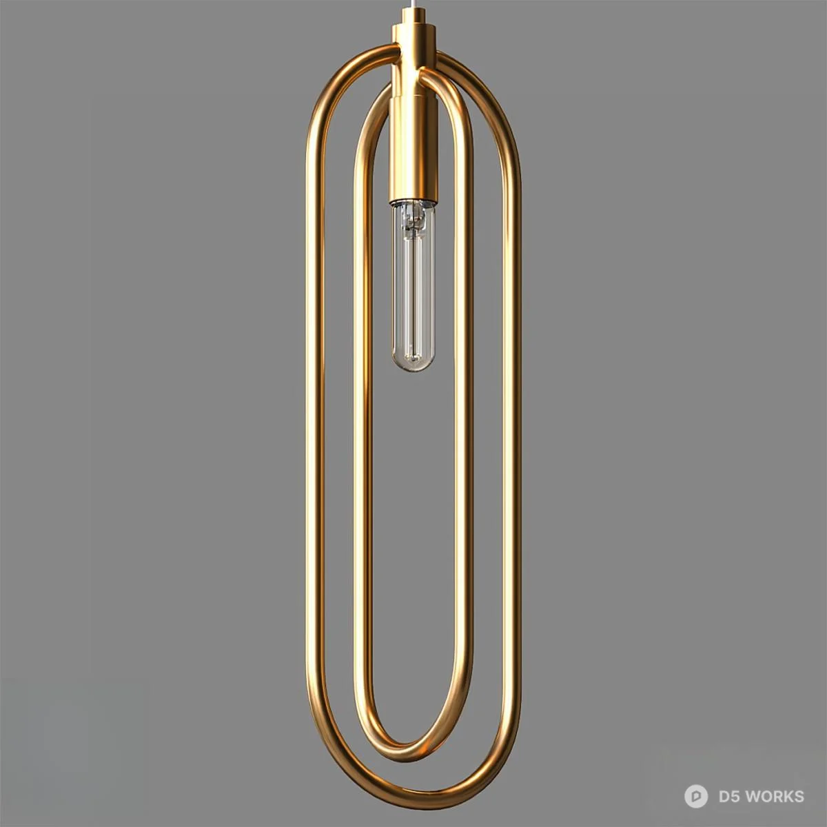 Minimalist Brass Loop Pendant Light 3d model - Image 1