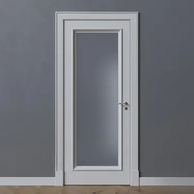 White Frosted Glass Panel Door 3d model