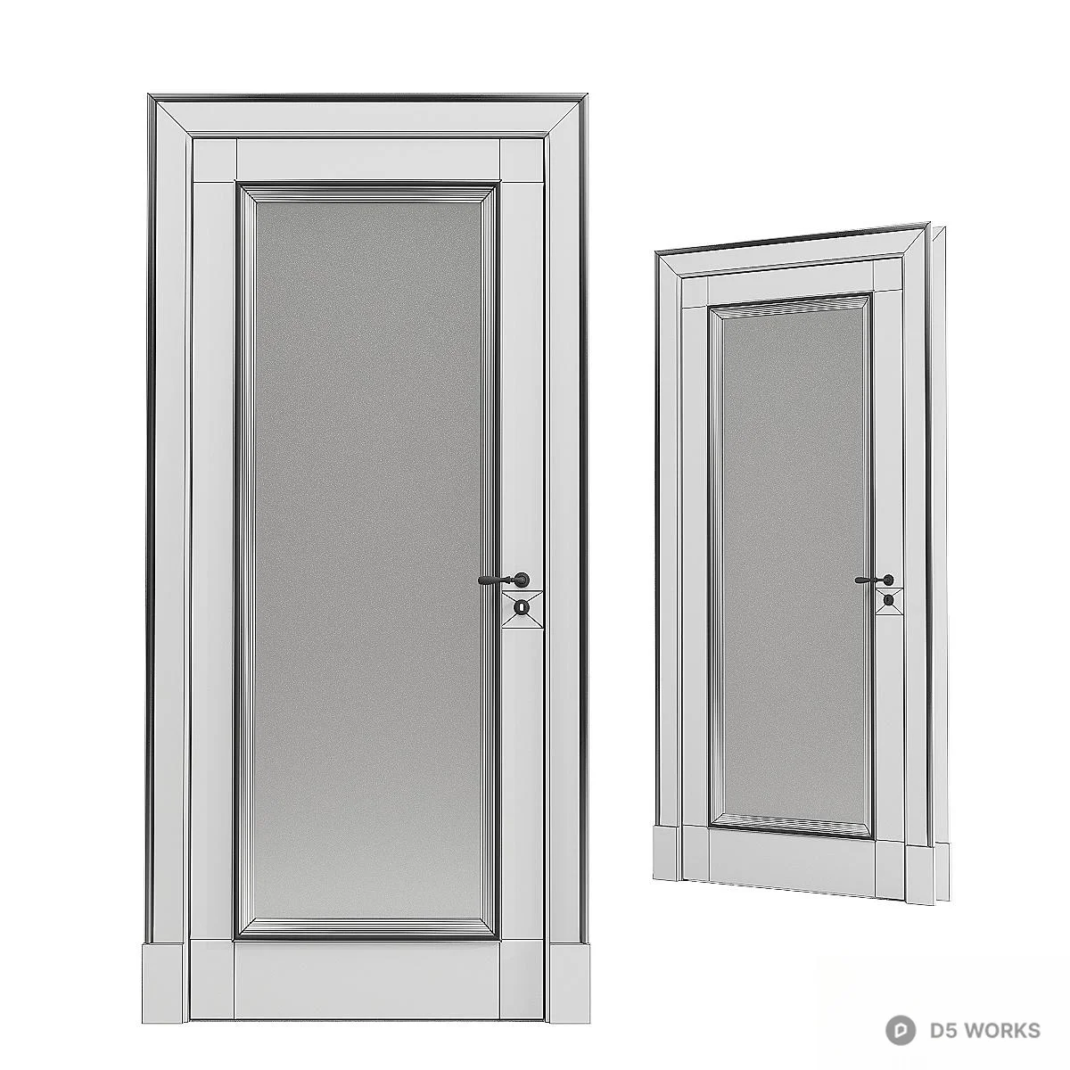 White Frosted Glass Panel Door 3d model thumbnail 2