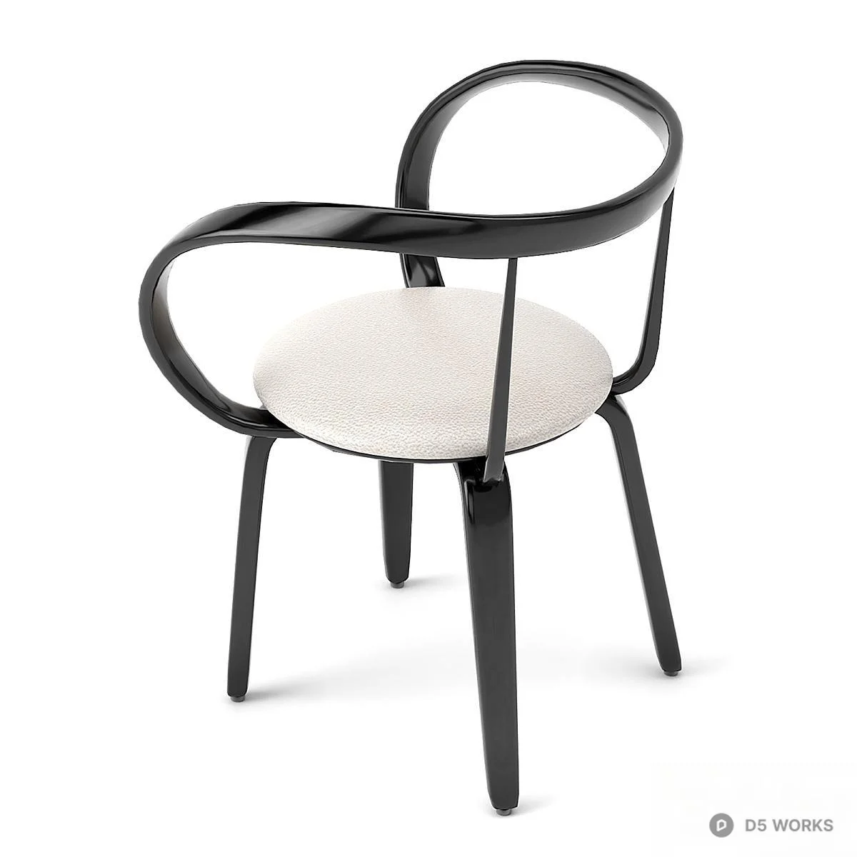 Black Tulip Base Glass Dining Table With Two Armchairs 3d model thumbnail 3