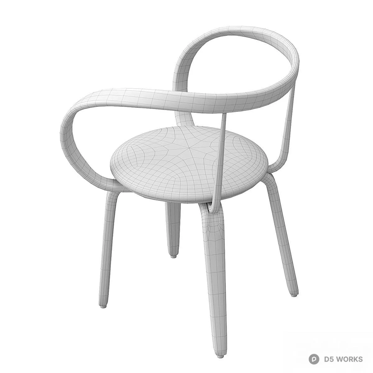 Black Tulip Base Glass Dining Table With Two Armchairs 3d model thumbnail 5