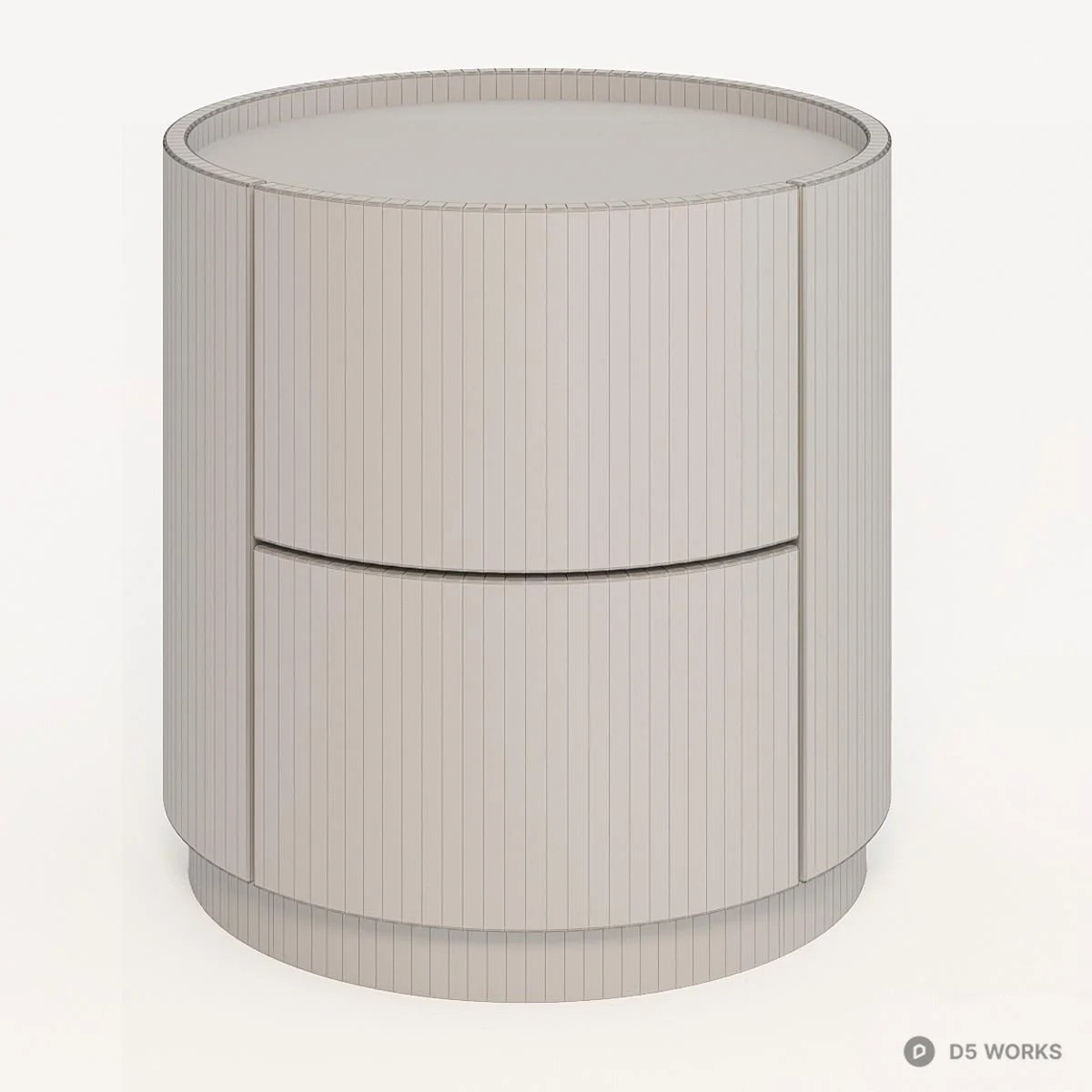Minimalist Round Bedside Cabinet With Marble Top 3d model thumbnail 2