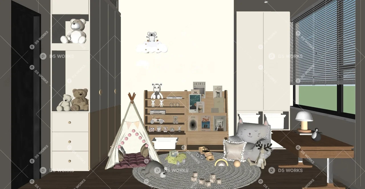 Modern Children's Playroom 3d model thumbnail 2