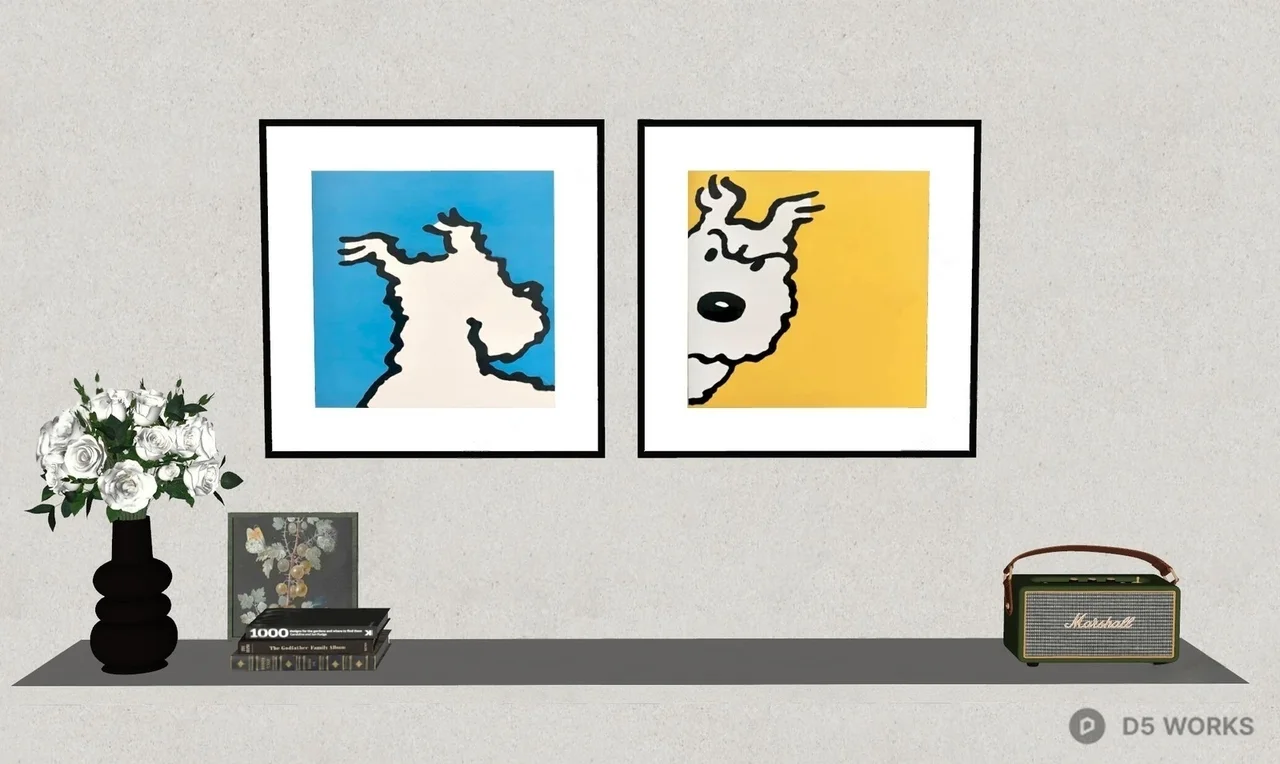Pop Art Style Framed Wall Art Pair 3d model thumbnail 2