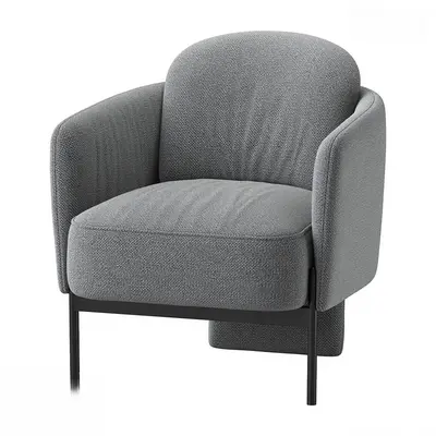 Textured Gray Upholstered Armchair 3d model