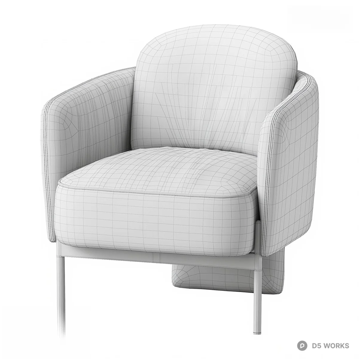 Textured Gray Upholstered Armchair 3d model thumbnail 2