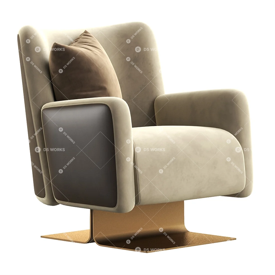 Contemporary Single Sofa 3d model thumbnail 2