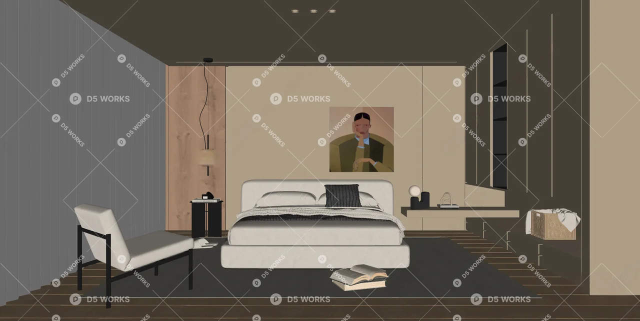 Modern Home Bedroom 3d model thumbnail 2