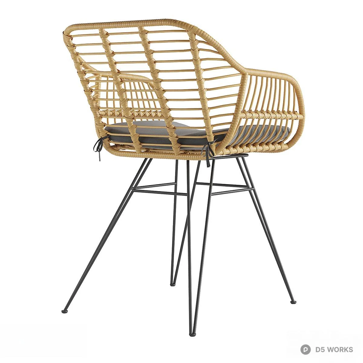 Rattan Woven Leisure Chair With Metal Legs 3d model thumbnail 2