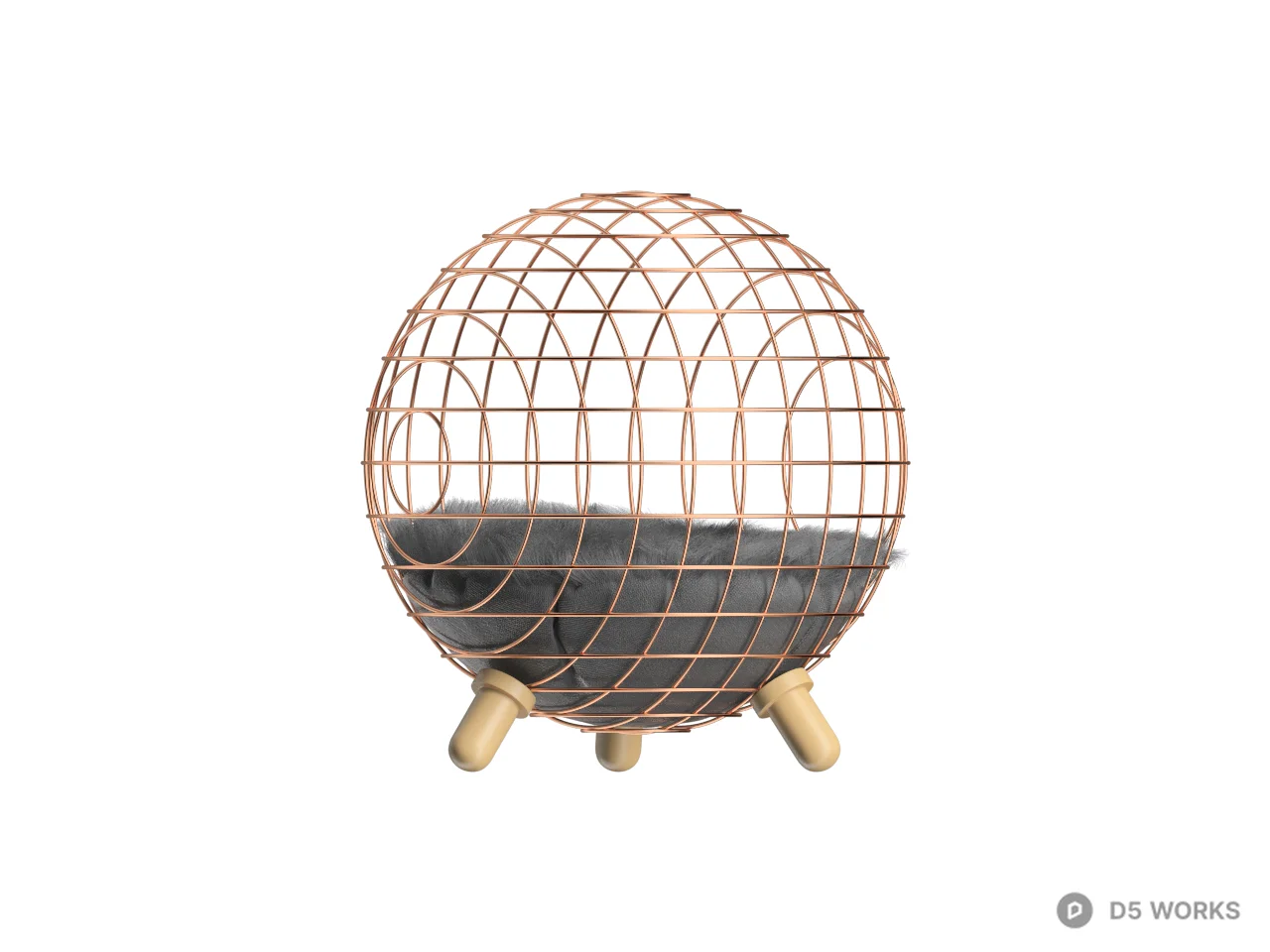 Geometric Wireframe Sphere Side Table 3d model thumbnail 2