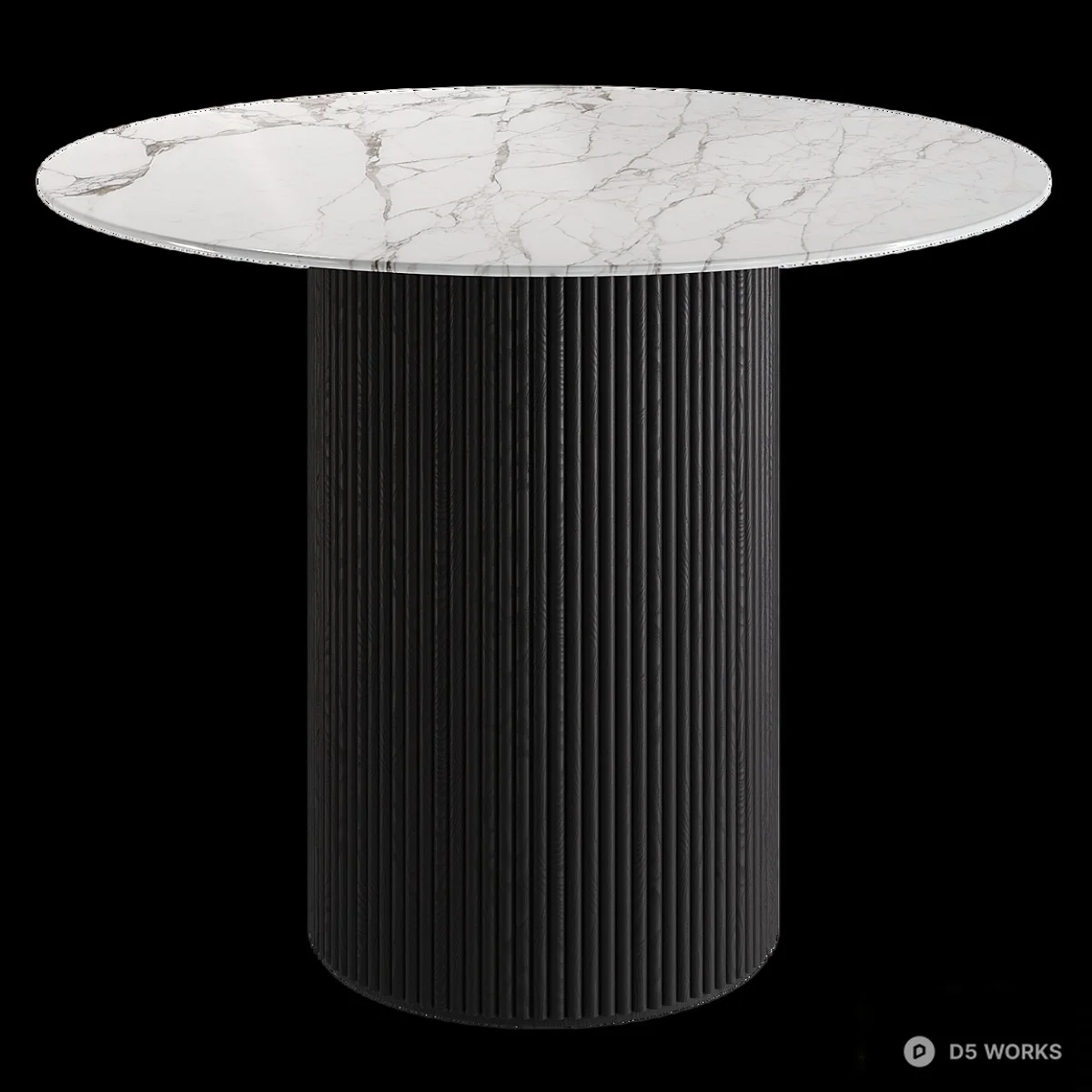 Ribbed Gold Base Marble Top Dining Table 3d model thumbnail 3