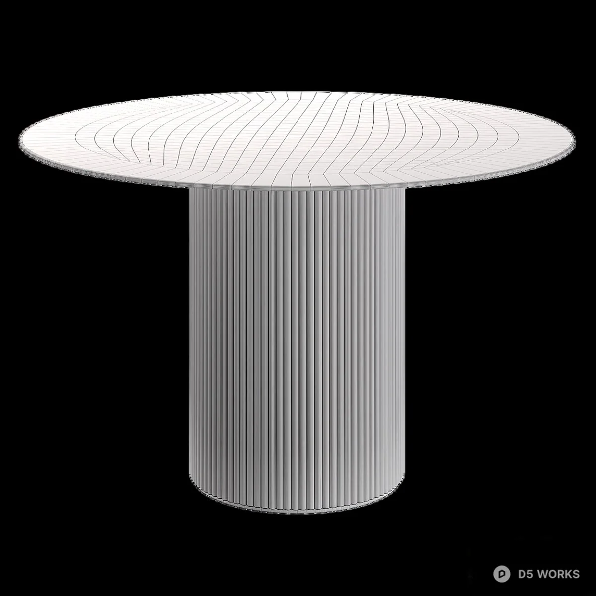 Ribbed Gold Base Marble Top Dining Table 3d model thumbnail 7