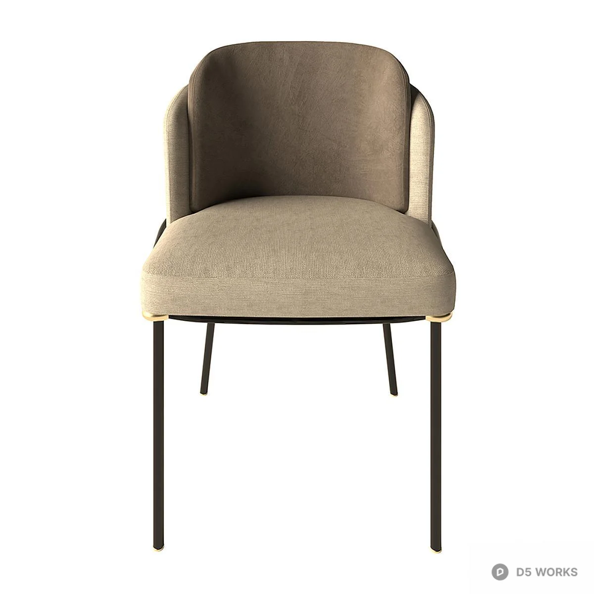 Velvet Upholstered Dining Chair With Black Metal Legs 3d model thumbnail 4