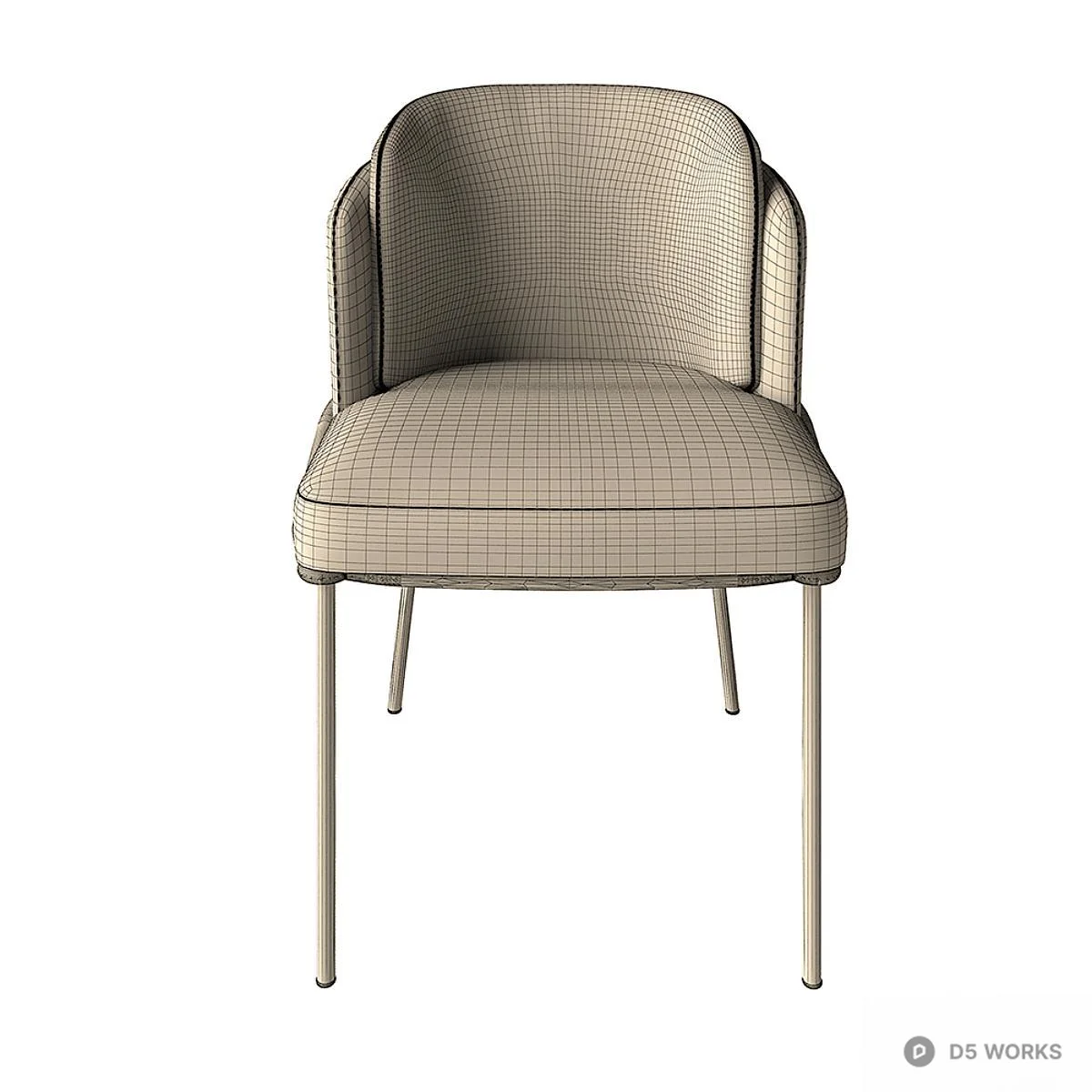 Velvet Upholstered Dining Chair With Black Metal Legs 3d model thumbnail 5
