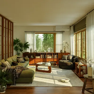 Mid-Century Modern Home Living Room