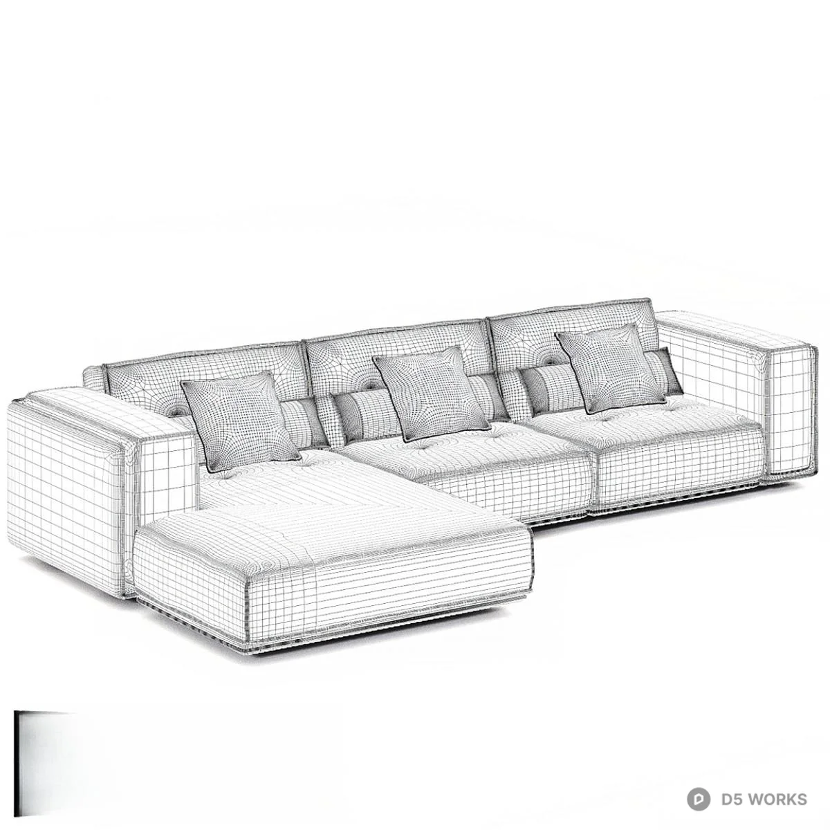 Modular Gray Fabric Sectional Sofa 3d model thumbnail 4
