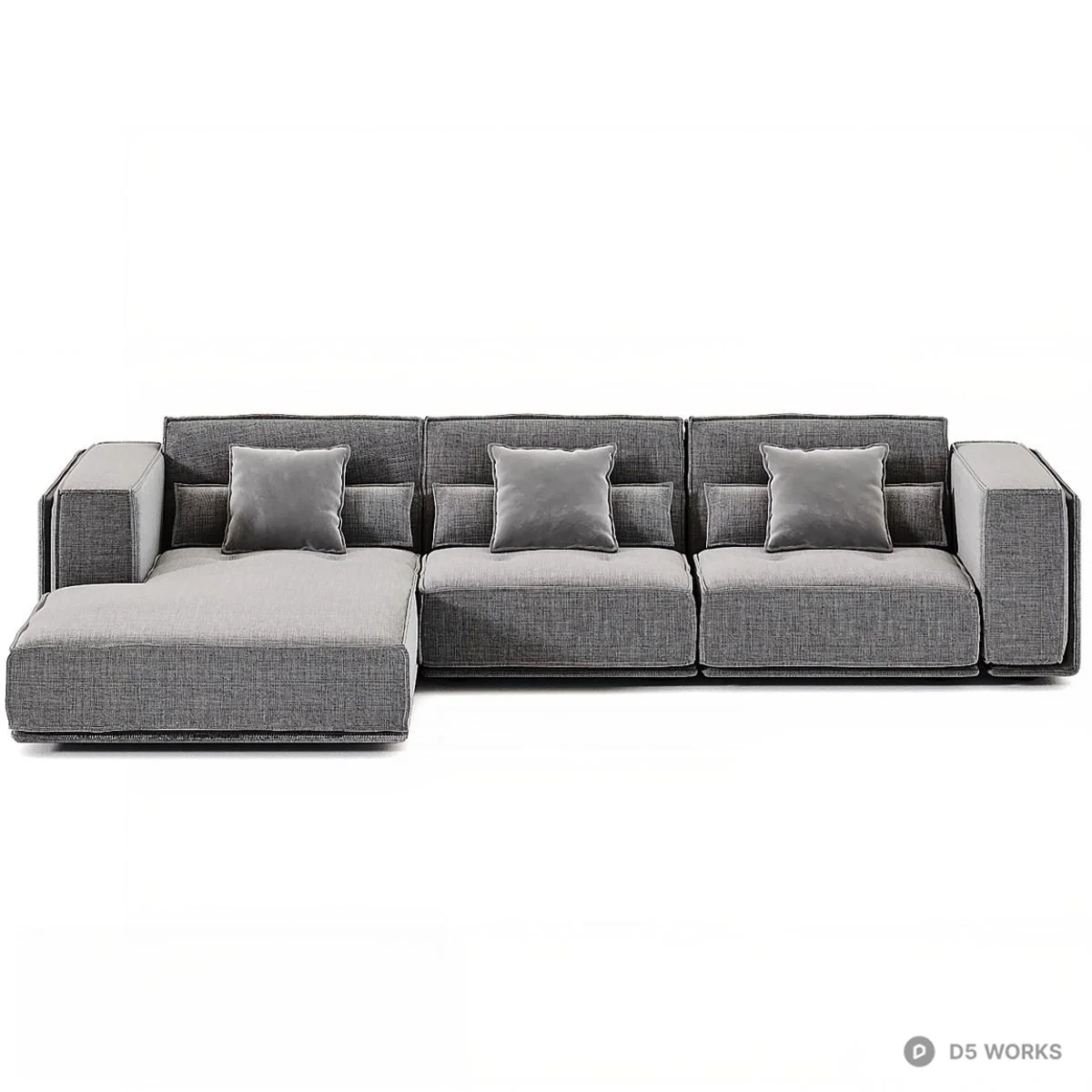 Modular Gray Fabric Sectional Sofa 3d model thumbnail 2