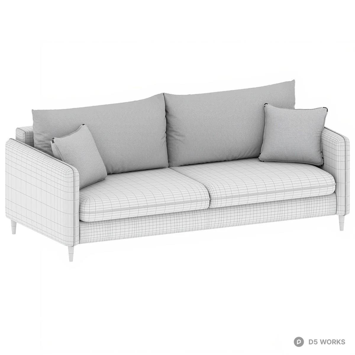 Mint Green Velvet Three Seater Sofa With Brown Cushions 3d model thumbnail 3