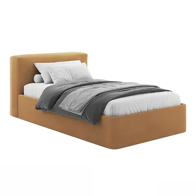 Minimalist Upholstered Single Bed 3d model