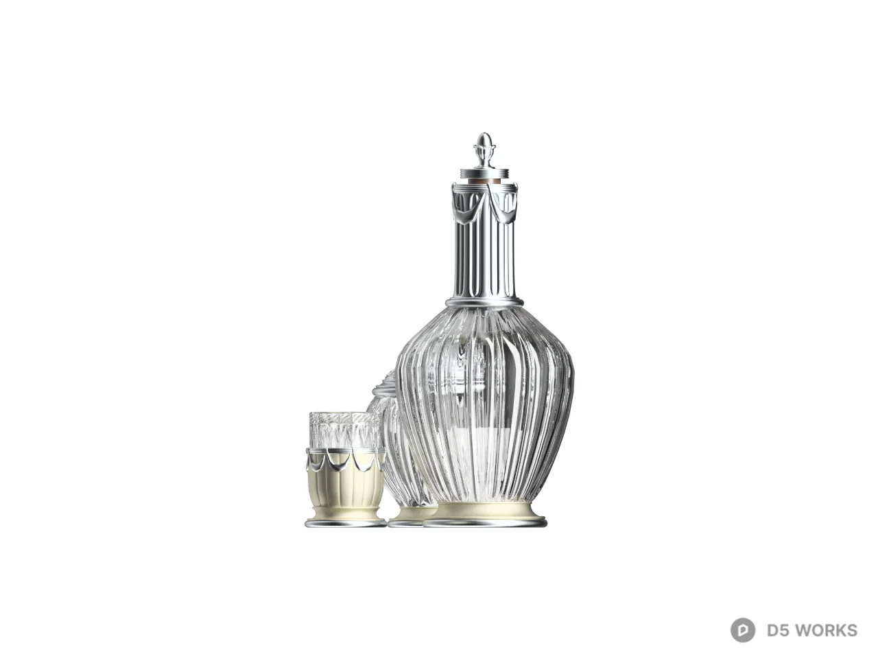 Luxury Glass Cosmetic Bottle Set 3d model thumbnail 2