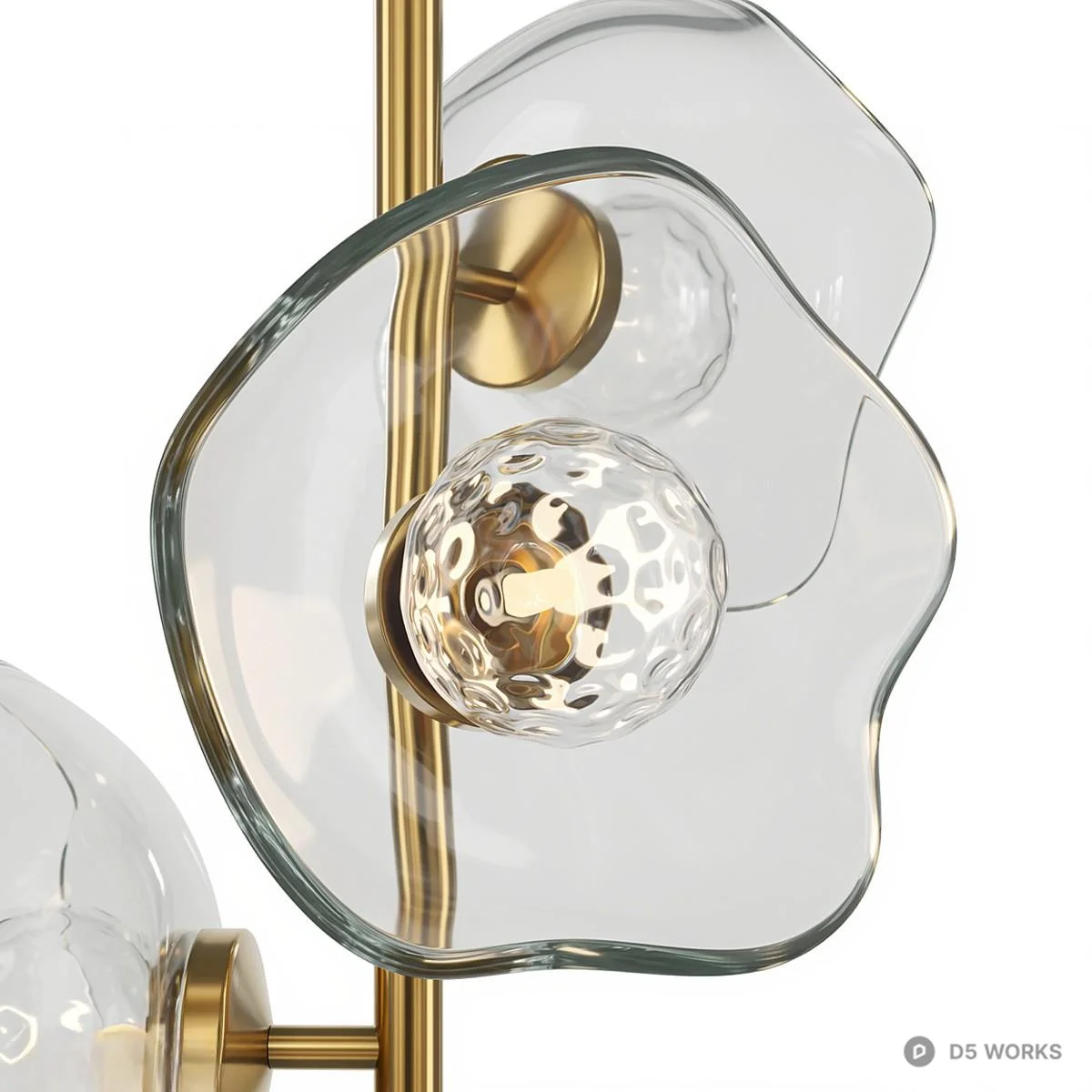 Modern Brass And Glass Pendant Light 3d model thumbnail 2
