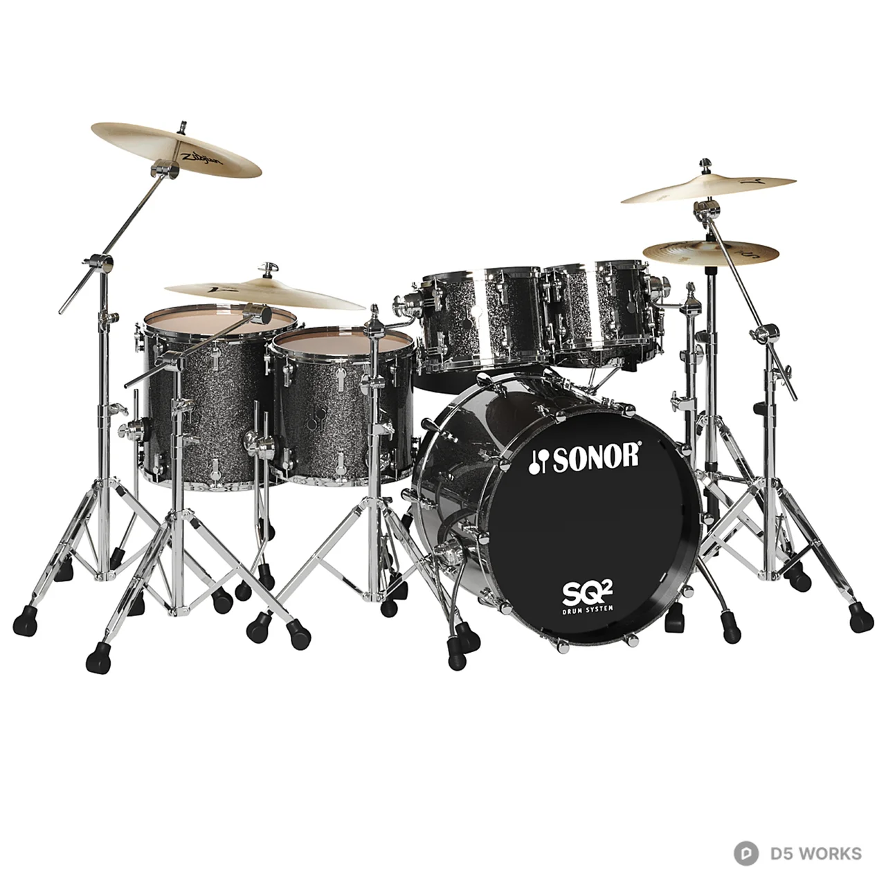 SONOR Drum Set With Cymbals 3d model thumbnail 2