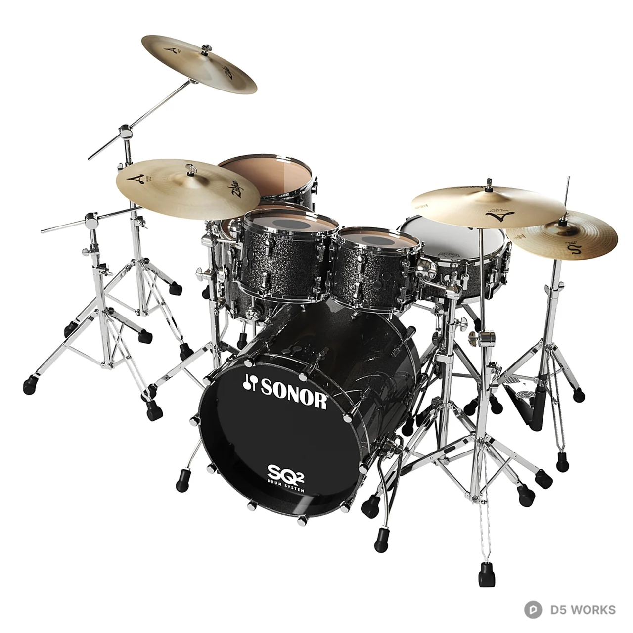 SONOR Drum Set With Cymbals 3d model - Image 1