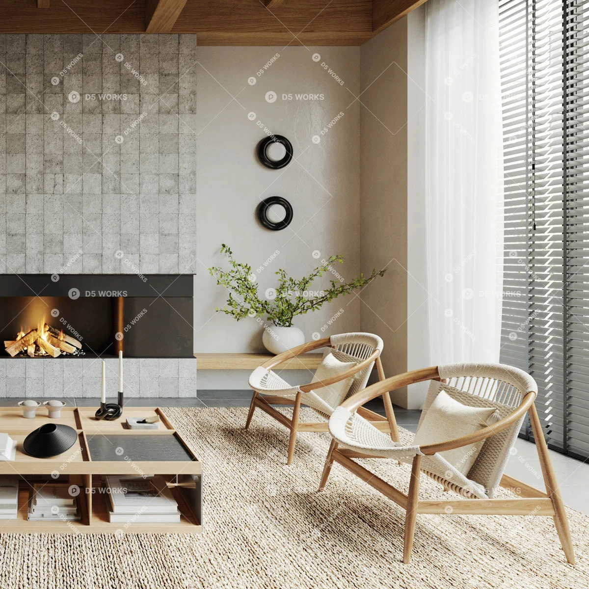 Contemporary Home Living Room 3d model thumbnail 3
