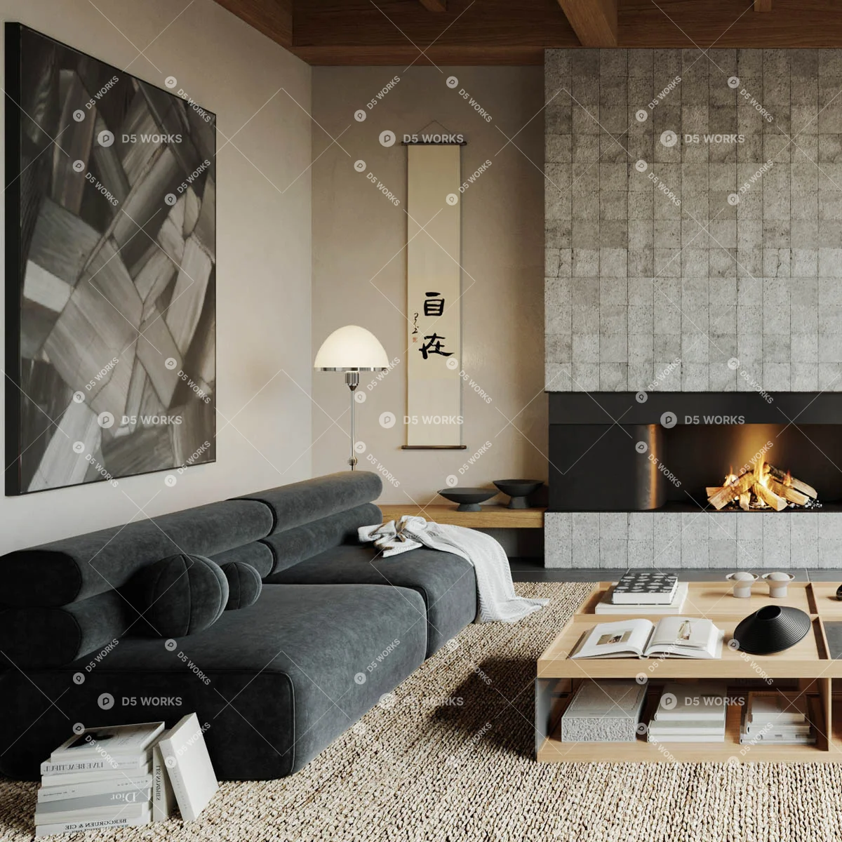 Contemporary Home Living Room 3d model thumbnail 2
