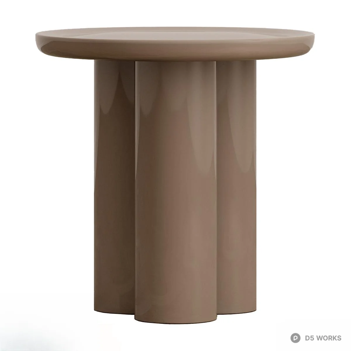 Wooden Fluted Side Table 3d model thumbnail 4
