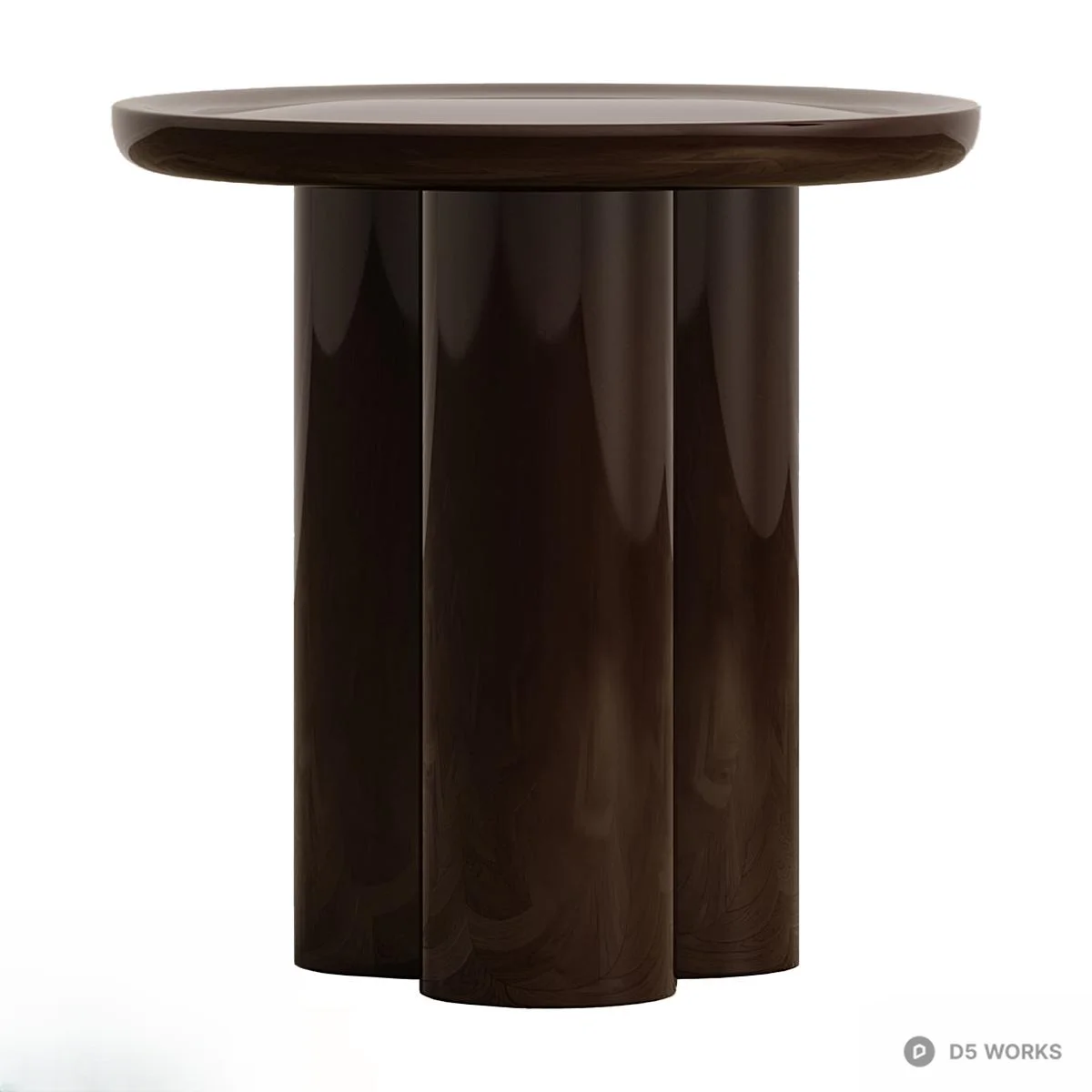 Wooden Fluted Side Table 3d model thumbnail 3