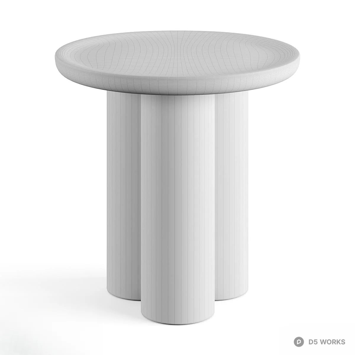 Wooden Fluted Side Table 3d model thumbnail 6